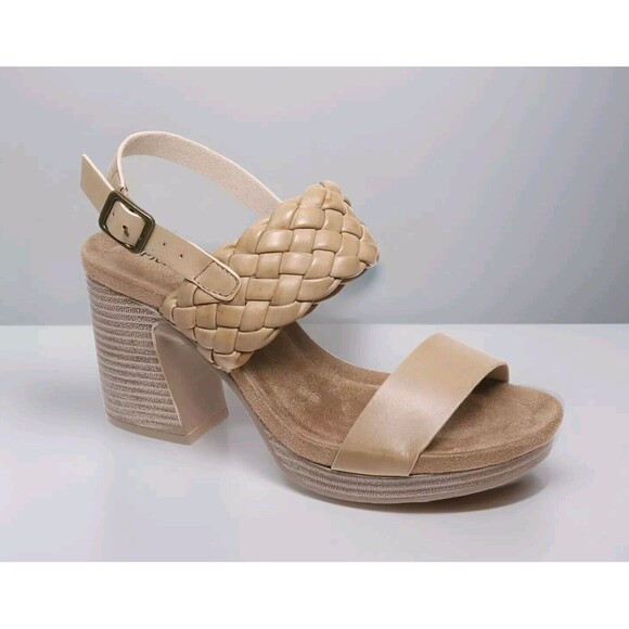 Pierre Dumas Morgen 3.5" Wedged Heel Braided Ankle Strap Women's Size 11 Taupe - Picture 5 of 5